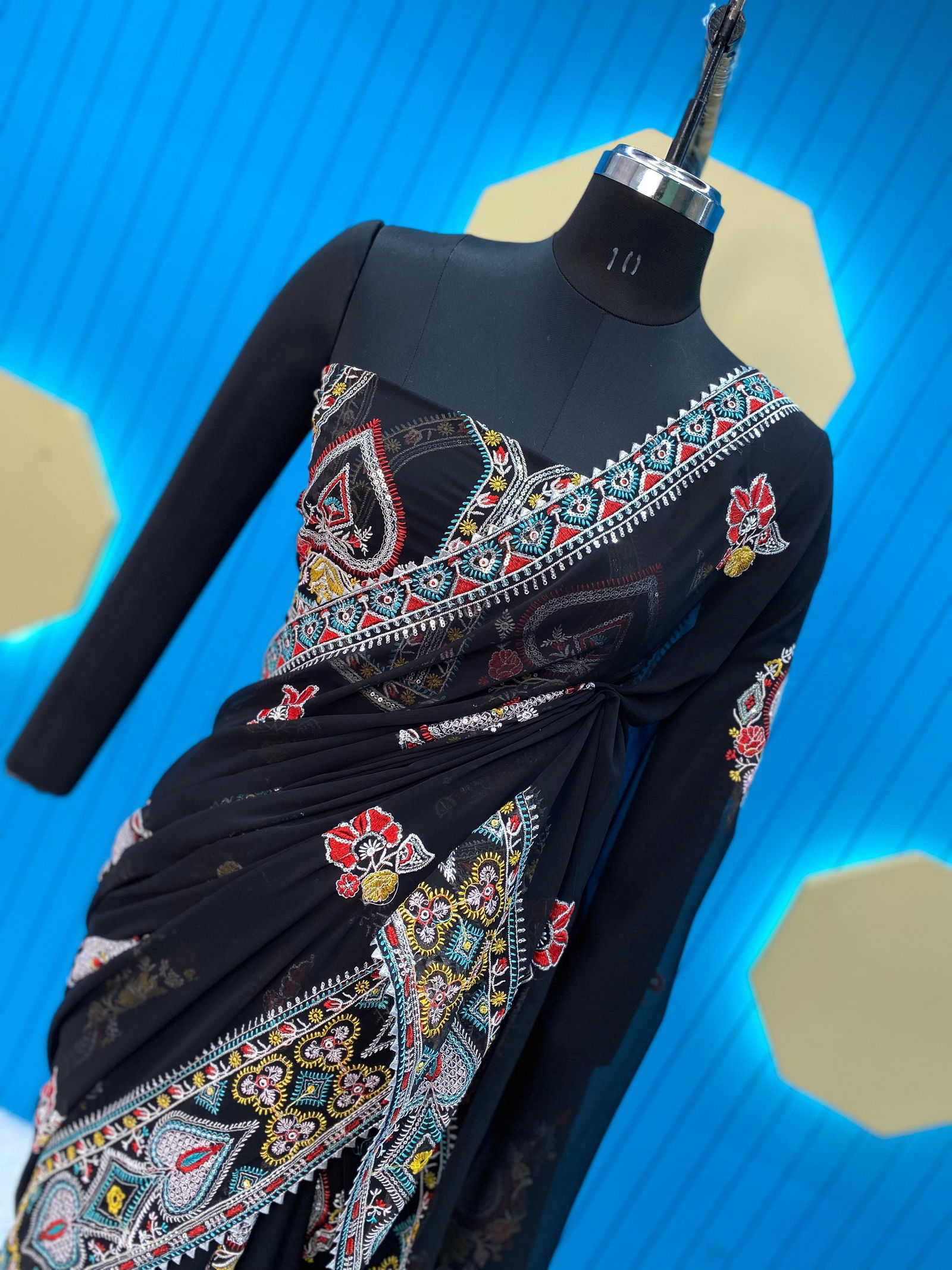 LG 1858 Black Georgette Party Wear Sarees Wholesale Shop In Surat